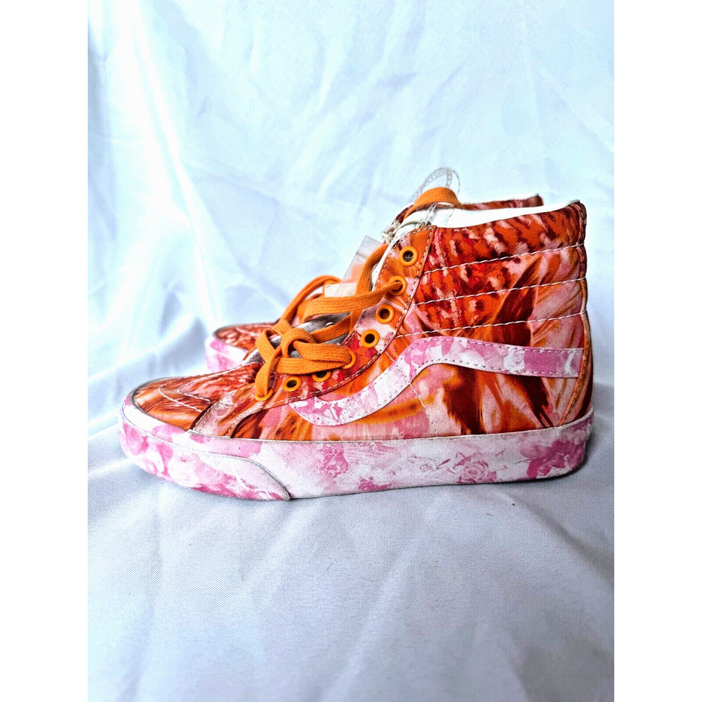 Vibrant Orange and Pink High-Top Sneakers